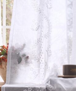 TOPICK Lichtdurchlässige Gardinenschals 2er Set Ösenvorhang Wohnzimmer Schlafzimmer Weiß OEKO-TEX