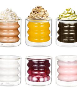 PGTC 6er Set Funkelnde 100ml Prismengläser aus Glas für Vielseitige Cocktailgläser, Dessert & Wassergläser – Perfekt für