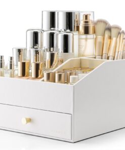 Vlando Make up Organizer - 2 Schubladen, perfekt für Badezimmer und Dresser, Weiss | Vlando Schminktisch Organizer - Ko