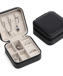 Vlando Schmuckkästchen aus Kunstleder, klein, für Ringe, Ohrringe, Halsketten, Without Mirror
