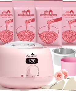 Lifestance Waxing Set professionell für Frauen mit 400g Wachspulver, Silikonschale und 30 Wachsstäbchen, Maschine einbeg