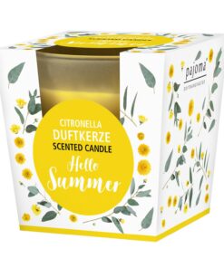 Pajoma® Duftkerze Citronella | 25 Stunden Brennzeit, satiniertes Glas, edle Geschenkverpackung | Premium Qualität