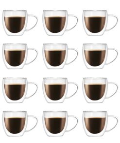 ViennaBerg 200ml Doppelwandige Gläser mit Henkel | aus Borosilikatglas | für Latte Macchiato, Teeglas, Kaffeeglas doppel