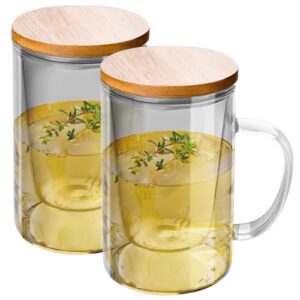 **2 Stück 500ml Teetassen mit Sieb und Deckel, Borosilikatglas, Kaffeetassen, Trinkgläser** | **Teegläser mit Sieb und