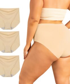 INNERSY Nahtlose Unterhosen Damen Hohe Taille 44-62 3er Pack | INNERSY Microfaser Unterhosen Große Größen OEKO-TEX Dame
