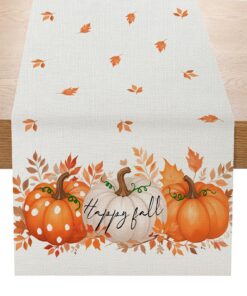 Herbst Tischläufer Herbstdeko Kürbisse Ahornblätter (40 x 140 cm) Herbst Tischdecke Deko Kürbisse Ahornblätter (40 x 1