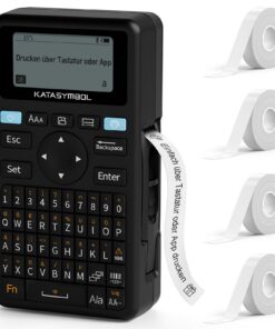 SUPVAN E11 Etikettendrucker Schwarz für Schule, Büro & Zuhause mitBluetooth und Deutscher Tastatur