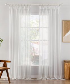 MIULEE Weisse Gardinen Wohnzimmer Kräuselband Vorhänge 140x245 cm Transparenz Schlafzimmer