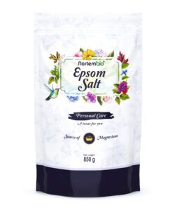 Nortembio 100% Pure Epsom Salz 850g - Magnesiumquelle für Empfindliche Haut + Vitamin C & E + Ohne Zusatzstoffe + Natürl