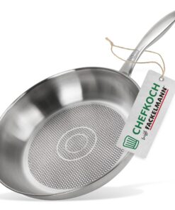 Chefkoch trifft Fackelmann Edelstahlpfanne 18/10 – Hochwertige Pfanne für Knuspriges Essen, geeignet für alle Herdarten,