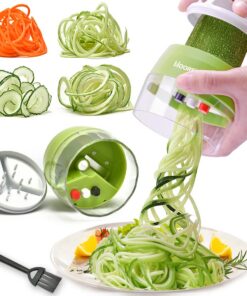4 in 1 Spiralschneider Gemüseschneider - Multifunktionaler Hand Gemüsehobel für Zucchini Spaghetti, Karottennudeln & Low