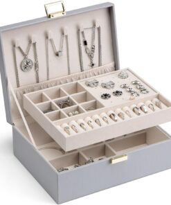 Vlando Vlando 2-Ebenen-Schmuckkästchen Groß für Damen und Mädchen Geschenkablage Ringe Ohrringe Halsketten