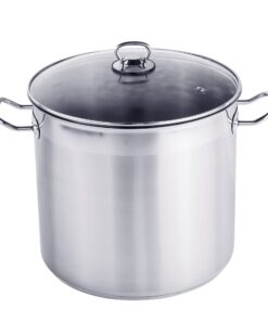 XL Edelstahl Kochtopf für Herd und Ofen - Universaltopf mit Glas Deckel - 15 L / 28 x 25 cm - Aluminium Kapselboden - Su