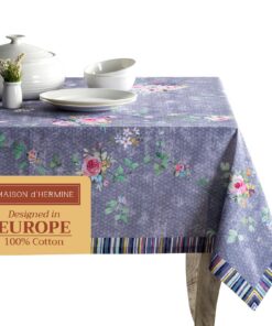 Maison d'Hermine Tischdecke Sweet Rose - 100% Baumwolle - Country Garden Design - Oeko-Tex Standard 100 - Ideal für Fami