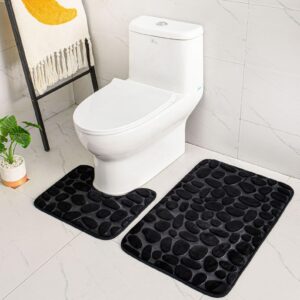 ELEOPTION rutschfeste Badematten Set atmungsaktivem Memory-Schaum angenehm weiches Wasser saugfähig Ständer WC Badezimme