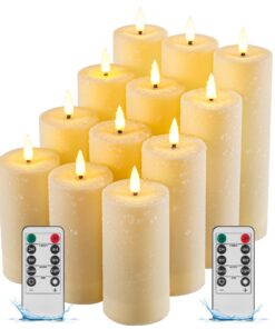 Da by 12er Pack Wasserdichte LED Flammenlose Kerze mit Fernbedienung Timer - Hochzeit, Outdoor & Home Decor - D 3''' H 4