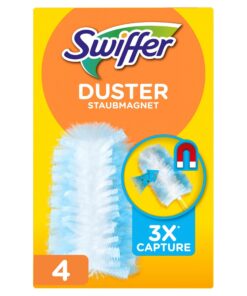 Swiffer Staubmagnet Trap & Lock Nachfüllpackung 4 Tücher - Nimmt 3x mehr Staub & Haare Auf und schließt sie ein |für Hau