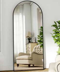 BEAUTYPEAK großer Ganzkörperspiegel Schwarz für Schlafzimmer, Wohnzimmer oder Ankleidezimmer, 181x63 cm gewölbter Wandhä