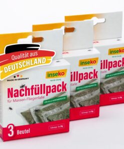 Inseko Nachfüllpack Massen-Fliegenfalle - Praktisch für Jäger und Landsucher | Dauerhafter Geruchstreuer I 3 Beutel (3 S