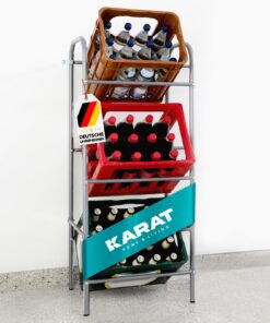 KARAT Getränkekistenregal für 3 Kästen metalliertestes Aufbewahren im Keller, Speisekammer oder Garage (Rocket) KARAT