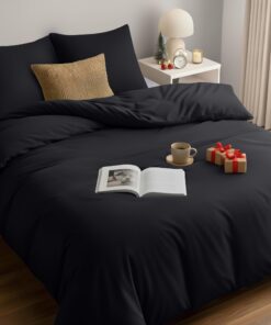 Utopia Bedding Schwarz Mikrofaser Bettwäsche 155x220 cm + 2 Kissenbezüge 80x80 cm OEKO-TEX Standard 100