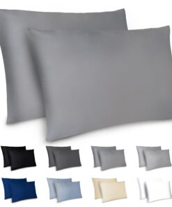 Dreamzie Kopfkissenbezug 40x80 Anthrazit Reißverschluss Weich OEKO-TEX
