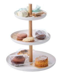 Yamazaki TOSCA Etagere Minimalistisches Design 3 Etagen 20x20x24 cm Weiß Stahl Holz