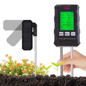 6-in-1 Bodenmessgerät für Gartenarbeit: Feuchtigkeits-, Bodenfruchtbarkeits-, pH-, Temperatur- und Umgebungsfeuchtigkeit