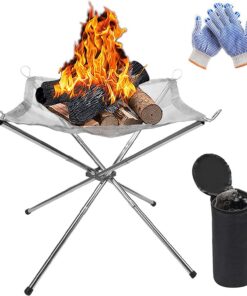 KAHEIGN Tragbare Faltbare Feuerstelle 42cm Edelstahl für Camping Picknick
