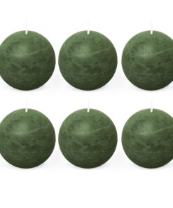 Spaas dunkelgrüne Rustikale Kugelkerze 80 mm - Ambiante Deko für Zuhause