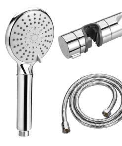 Qiwode Sparsender Duschkopf Set - Wassersparend mit 5 Strahlarten, 1,5m Schlauch, Chrom, ohne Bohrenanjebung