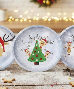 KAMACA 3er Set Weihnachtsteller Weihnachtsrentier aus Metall Ø 26 cm für Kekse und Plätzchen stilvoll wiederverwertbar A