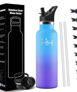 HoneyHolly Edelstahl Trinkflasche 750ml BPA-frei Auslaufsicher mit Strohhalm Doppelwandig