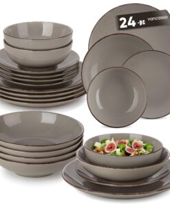 Vancasso Navia 24-tlg Vintage Geschirrset für 6 Personen - Tafelservice aus Steingut mit Speiseteller, Dessertteller, S