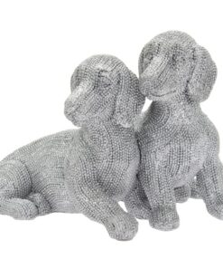 Leonardo-Figur mit Zwei Dackeln, silberglitzernd, perfektes Geschenk für Hundeliebhaber