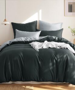 RUIKASI Baumwoll Bettwäsche 200x220cm - Anthrazit & Hellgrau 3tlg Set Wendebett MIT Reißverschluss | OEKO-TEXcert| Bettb