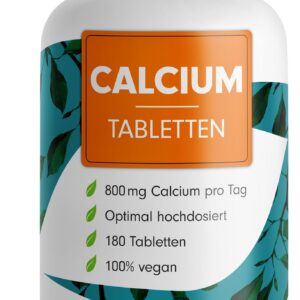 Calcium Tabletten 180x - optimal hochdosiert mit 800 mg Calcium pro Tag - Vorrat für 90 Tage Calcium Tabletten 180x - op