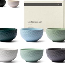 KIVY Müslischalen Keramik - Große Bowls für Müsli & Suppen - Schalen Set - 6 x 850ml - Müsli Schüssel Keramik