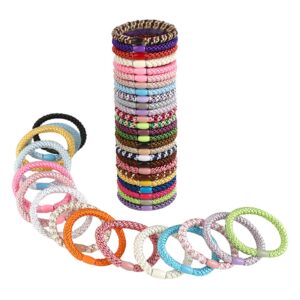 Stylish Damen Haargummi 42 Stück Bunte Zopfgummis 6cm für Dickes, Lockiges & Glattes Haar - Elastische Haarbänder zur Pe