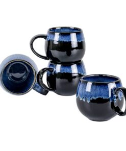 UNICASA Porzellantassen Set 4 x 530 ml Kaffeebecher Blue