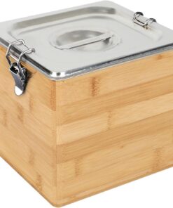 Btstil Biomülleimer Küche 4,5L Holz & Edelstahl Komposteimer Spülmaschinenfest