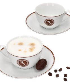 Ritzenhoff & Breker Authentische Italienische Cappuccinotassen Set Für 2 Personen I 80 ml Porzellan I Brown Stempel-Aufd