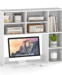 COSTWAY Schreibtischregal für Office und_HOME OFFICE, 7-Fach-Aufsatzregal, Monitore bis zu 27" und Bücheraufbewahrung, 9