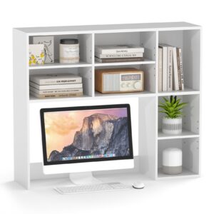 COSTWAY Schreibtischregal für Office und_HOME OFFICE, 7-Fach-Aufsatzregal, Monitore bis zu 27" und Bücheraufbewahrung, 9