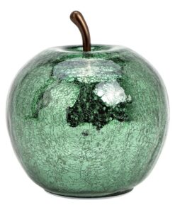 G. Wurm Dekoleuchte Apfel (S) Glas, Metallic Grün - Dekolampe für Tisch, LED Lichterkette, Apfel Lampe mit 20 LED