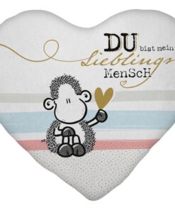 Sheepworld Plüschkissen Motiv Mensch für Liebhaber als Geschenk zum Valentinstag | Herzformiges Plüschkissen in Mehrfarb