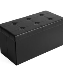 SONGMICS 76 cm classisch Schwarz Sitzbank LSF105 faltbar gepolstert Kunstleder Belastbarkeit bis 300 kg Schwarz Sitztruh