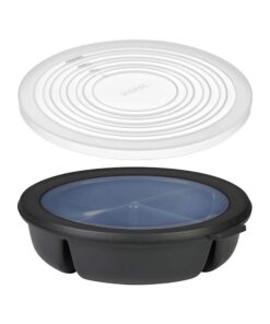 Mepal - Meal-Prep-Boxen inkl. Mikrowellendeckel & Luftschrumpfvlies - 3-Fach-Bento-Schüssel - Nordischer Schwarz ton - V
