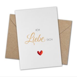 Sunflower Cards CLASSIC LINE "Ich Liebe Dich" Grußkarte mit Briefumschlag aus Kraftpapier