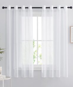 PONY DANCE Weisse Transparente Vorhänge 2er Set H 160 x B 140 cm für Wohnzimmer und Schlafzimmer Modern Sheer Curtains O